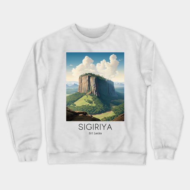 A Vintage Travel Illustration of Sigiriya - Sri Lanka Crewneck Sweatshirt by goodoldvintage